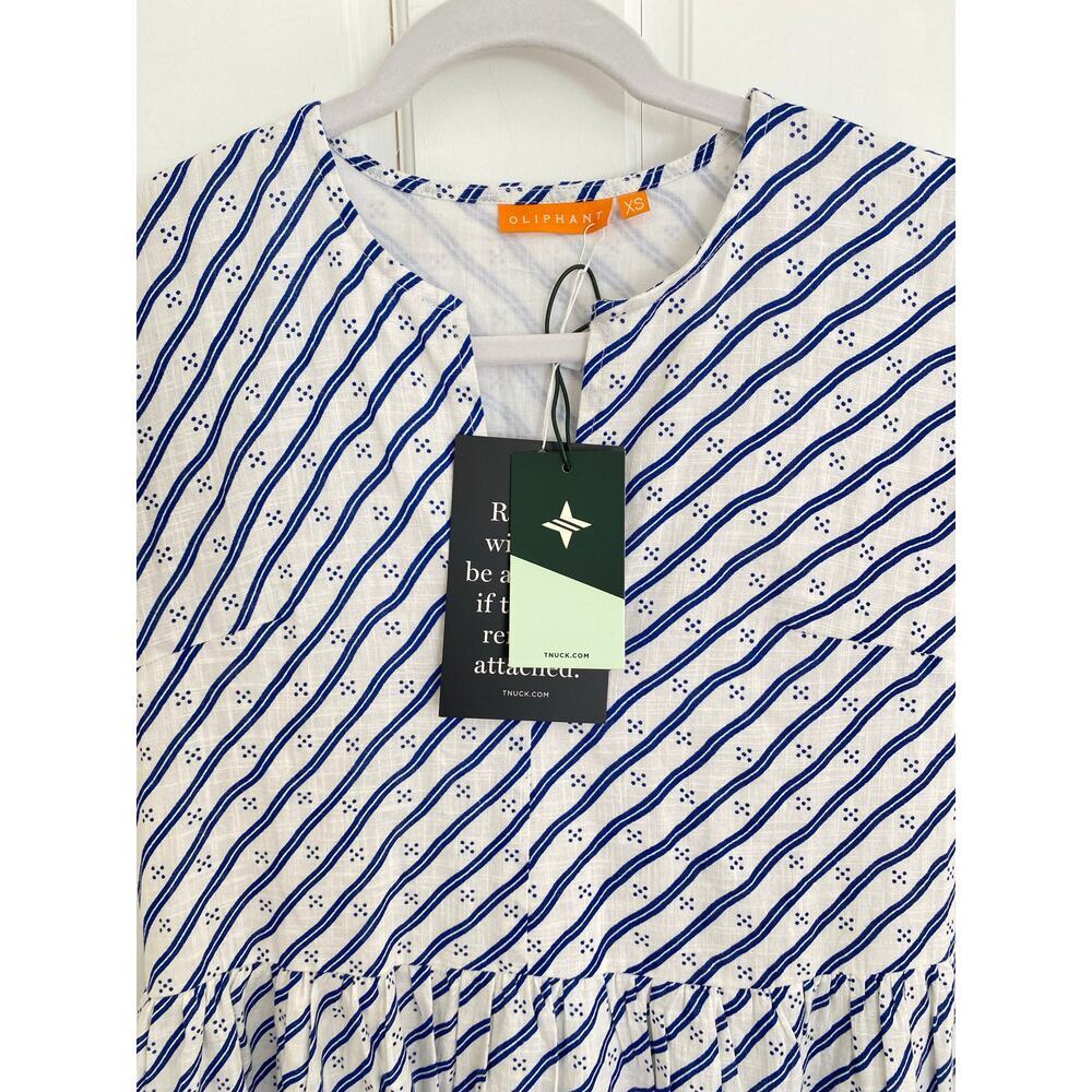 OLIPHANT Tuckernuck V-Neck Flutter Sleeve Maxi Dress Dispy Navy Print - Picture 7 of 10